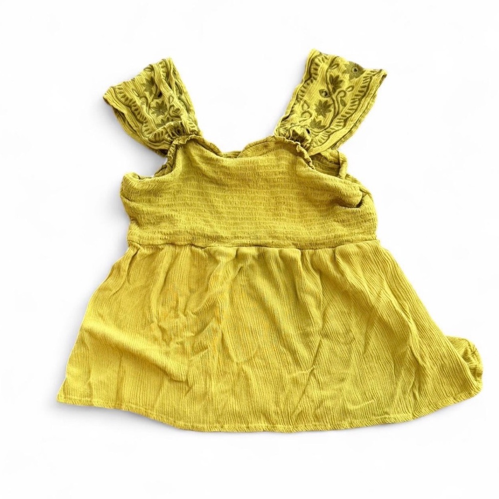 Maurices Yellow Embroidered Strap Tank Top